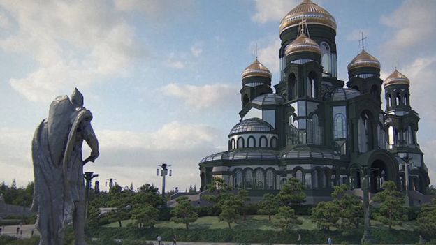 Prince Alexander Nevsky will guard the cathedral approaches.Photo Courtesy HRAM.MIL.RU and BBC News