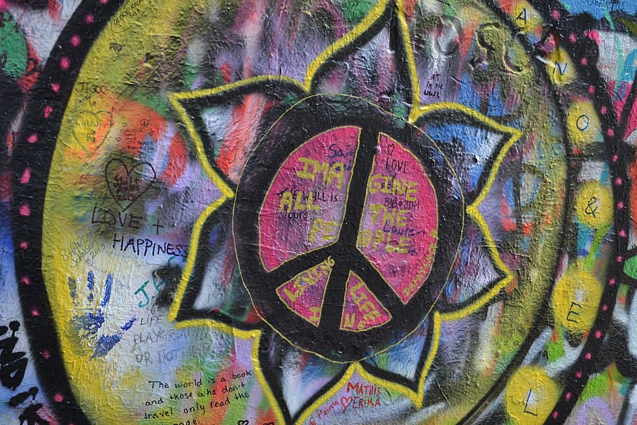 round multicolored peace sign wall art