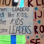 Signs for school strike for climate change
